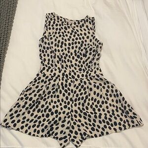 LOFT Black and Cream Polka Dot Romper